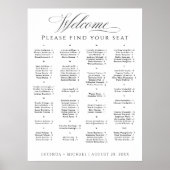 Elegantes Alphabetisches Seating Chart für 100 Gäs Poster (Vorne)