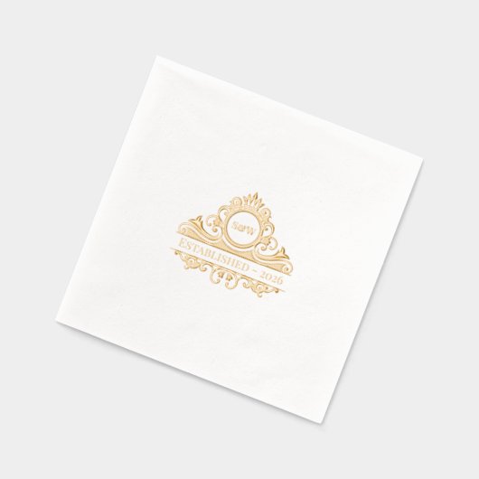 Elegantes Alt-Geld-Ästhetisches Hochzeitsmongramm- Servietten Mit Folie (Links)