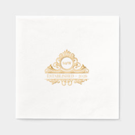 Elegantes Alt-Geld-Ästhetisches Hochzeitsmongramm- Servietten Mit Folie