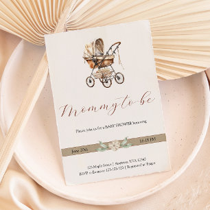 Elegantes Altes Baby Carriage Geschlecht neutral Einladung