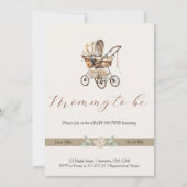 Elegantes Altes Baby Carriage Geschlecht neutral Einladung (Vorderseite)