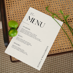 Elegantes altes Geld schwarz Minimal Wedding Table Menükarte