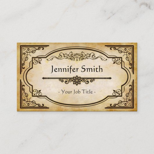 Elegantes altes Papier mit Vintagem Rahmen Visitenkarte (Vorderseite)
