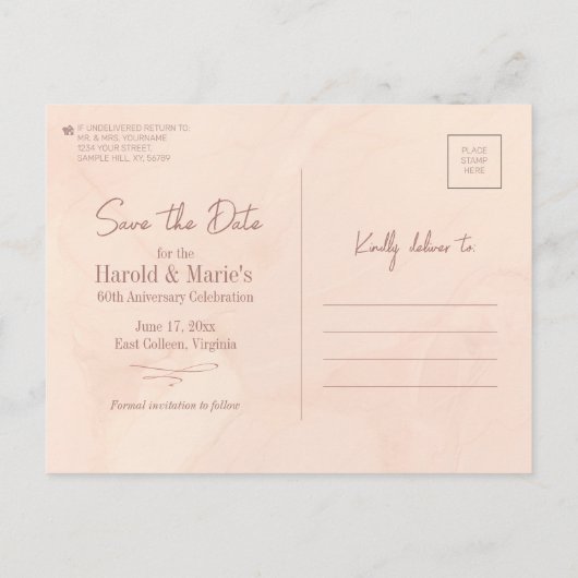 Elegantes altmodisches Save the Date Foto Postkart Postkarte (Rückseite)