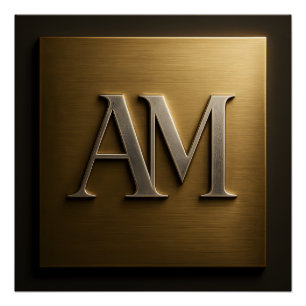 Elegantes AM-Monogramm in gebürstetem Gold Luxus-M Poster