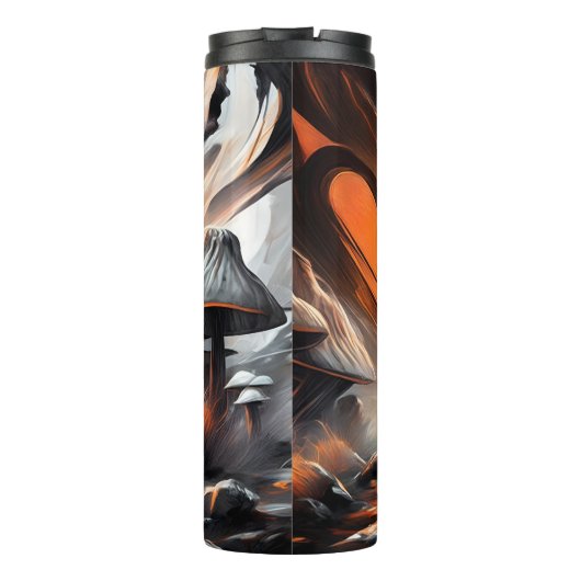 Elegantes Ambiente: Abstrakte Pilze Thermosbecher (Rückseite)