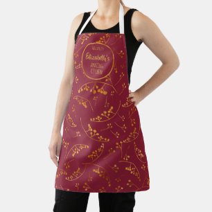 Elegantes ambulantes Goldmarsala-Rosa-Beerenmuster Schürze