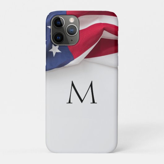 Elegantes amerikanisches Flaggen-Monogramm Case-Mate iPhone Hülle (Rückseite)