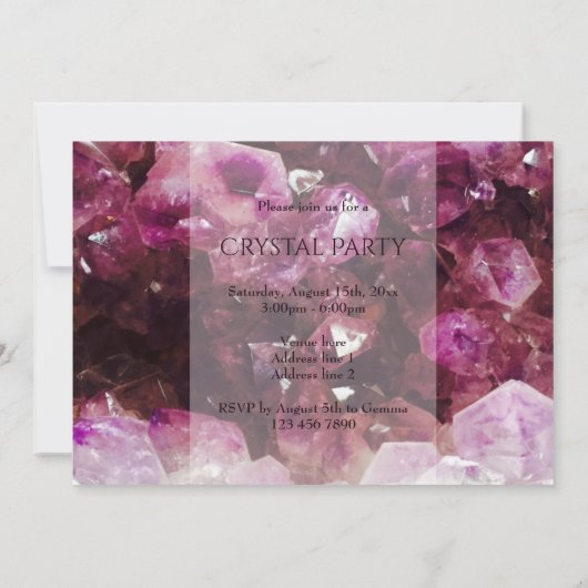 Elegantes Amethyst Crystal Party Einladung (Rückseite)