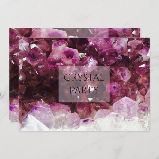 Elegantes Amethyst Crystal Party Einladung (Vorne/Hinten)