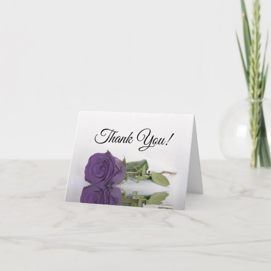 Elegantes Amethyst Lila Rose Hochzeit Foto Inside Dankeskarte (Vorderseite)