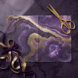 Elegantes Amethyst-Lila und Gold-Achat-Marmor-Papi Seidenpapier