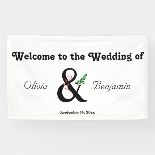 Elegantes Ampersand Hochzeitsbanner Banner (Horizontal)