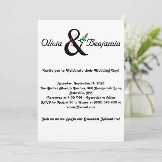 Elegantes Ampersand & SkriptWedding Design Einladung (Stehend Vorderseite)