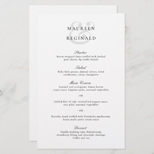 Elegantes Ampersandmenü mit traditionellem Hochzei (Vorne/Hinten)