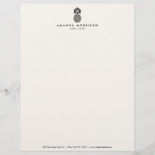 Elegantes Ananas Luxus Boutique Schwarz/Elfenbein Briefbogen