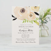 Elegantes Anemone Schwarz-weißes florales Brautpar Einladung (Stehend Vorderseite)