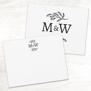 Elegantes anfängliches Paarmonogramm Botanik Mitteilungskarte