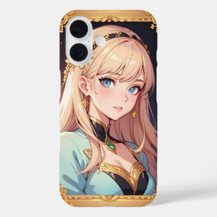Elegantes Anime Style Portrait of a Golden Hairs iPhone 16 Hülle
