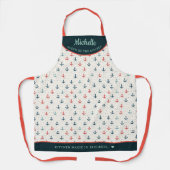 elegantes Ankermuster Türkis personalisiert Schürze (Vorderseite)