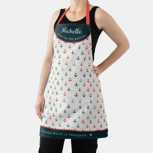 elegantes Ankermuster Türkis personalisiert Schürze (InSitu)