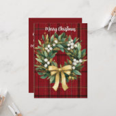 Elegantes, anpassbares Weihnachtskranzdesign Karte (Vorderseite/Rückseite Beispiel)