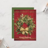 Elegantes, anpassbares Weihnachtskranzdesign Karte (Vorderseite/Rückseite Beispiel)