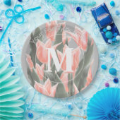 Elegantes Anstrich von Monogramm-Pfirsichfarben Pappteller (Party)