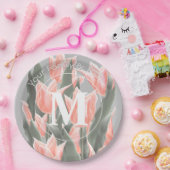 Elegantes Anstrich von Monogramm-Pfirsichfarben Pappteller (Party)