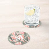 Elegantes Anstrich von Monogramm-Pfirsichfarben Runder Pappuntersetzer (Vor Ort)