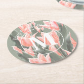 Elegantes Anstrich von Monogramm-Pfirsichfarben Runder Pappuntersetzer (Angewinkelt)