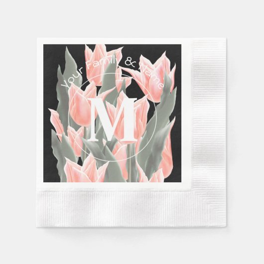 Elegantes Anstrich von Monogramm-Pfirsichfarben Serviette (Vorderseite)
