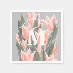 Elegantes Anstrich von Monogramm-Pfirsichfarben Serviette