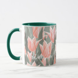 Elegantes Anstrich von Monogramm-Pfirsichfarben Tasse