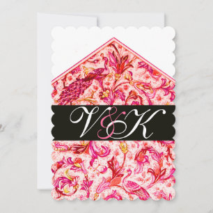 ELEGANTES ANTIKES FLORENTINISCHES ROSA BLUMENMONOG EINLADUNG