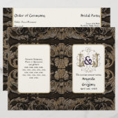 Elegantes antikes Gold Barock, Hochzeitsprogramm (Vorne/Hinten)