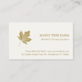Elegantes antikes Gold Maple Leaf Logo. Visitenkarte (Rückseite)
