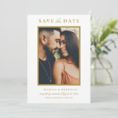 Elegantes antikes Gold Wedding Foto Save The Date (Stehend Vorderseite)