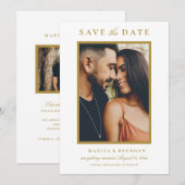 Elegantes antikes Gold Wedding Foto Save The Date (Vorne/Hinten)