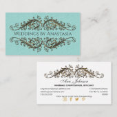 Elegantes antikes Gold Wirbel Blaues Muster Visitenkarte (Vorne/Hinten)