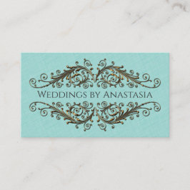 Elegantes antikes Gold Wirbel Blaues Muster Visitenkarte