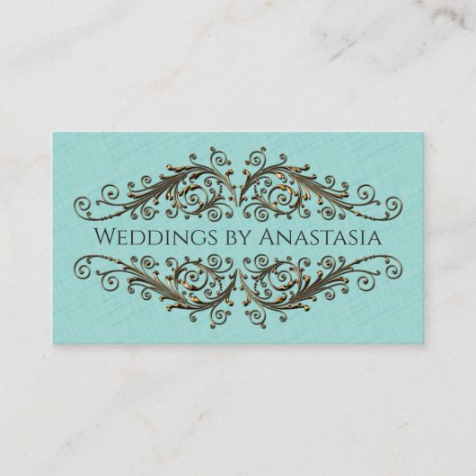Elegantes antikes Gold Wirbel Blaues Muster Visitenkarte (Vorderseite)