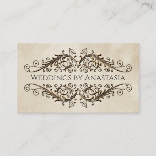 Elegantes antikes Gold Wirbel Vintag Paper Visitenkarte (Vorderseite)