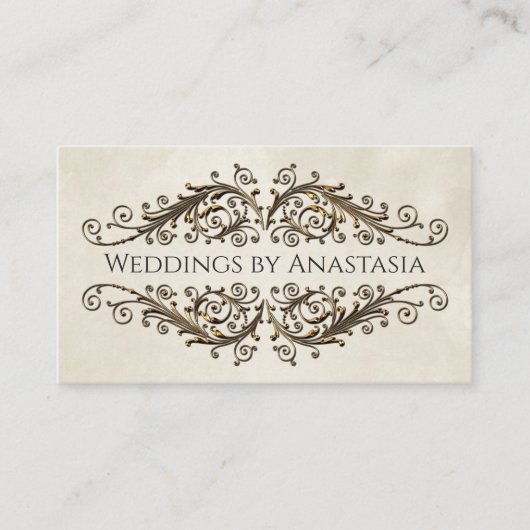 Elegantes antikes Gold Wirbel Vintages Papier Visitenkarte (Vorderseite)
