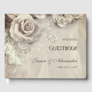 Elegantes antikes HochzeitsGästebuch der Rose Gästebuch