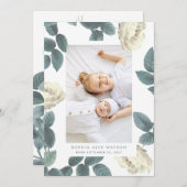 Elegantes antikes Rose Foto Girl Baby Birth Ankündigung (Vorne/Hinten)