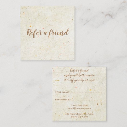 Elegantes antikes rustikales Skript Empfehlungskarte (Vorne/Hinten)