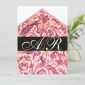 ELEGANTES ANTIQUE FLORENTINPINK-FLORALLMONOGRAMM EINLADUNG (Stehend Vorderseite)