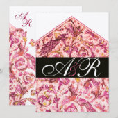 ELEGANTES ANTIQUE FLORENTINPINK-FLORALLMONOGRAMM EINLADUNG (Vorne/Hinten)