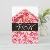 ELEGANTES ANTIQUE FLORENTINPINK-FLORALLMONOGRAMM EINLADUNG (Stehend Vorderseite)
